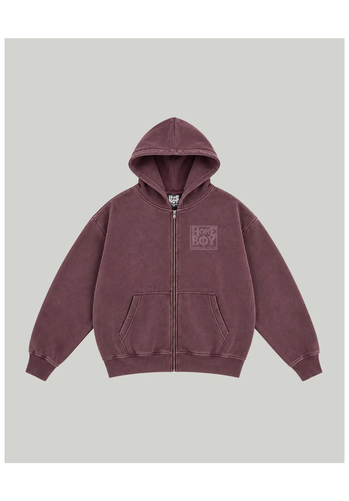 Homeboy Old School Zipper Hoody met rits maroon-washed – Achteraanzicht