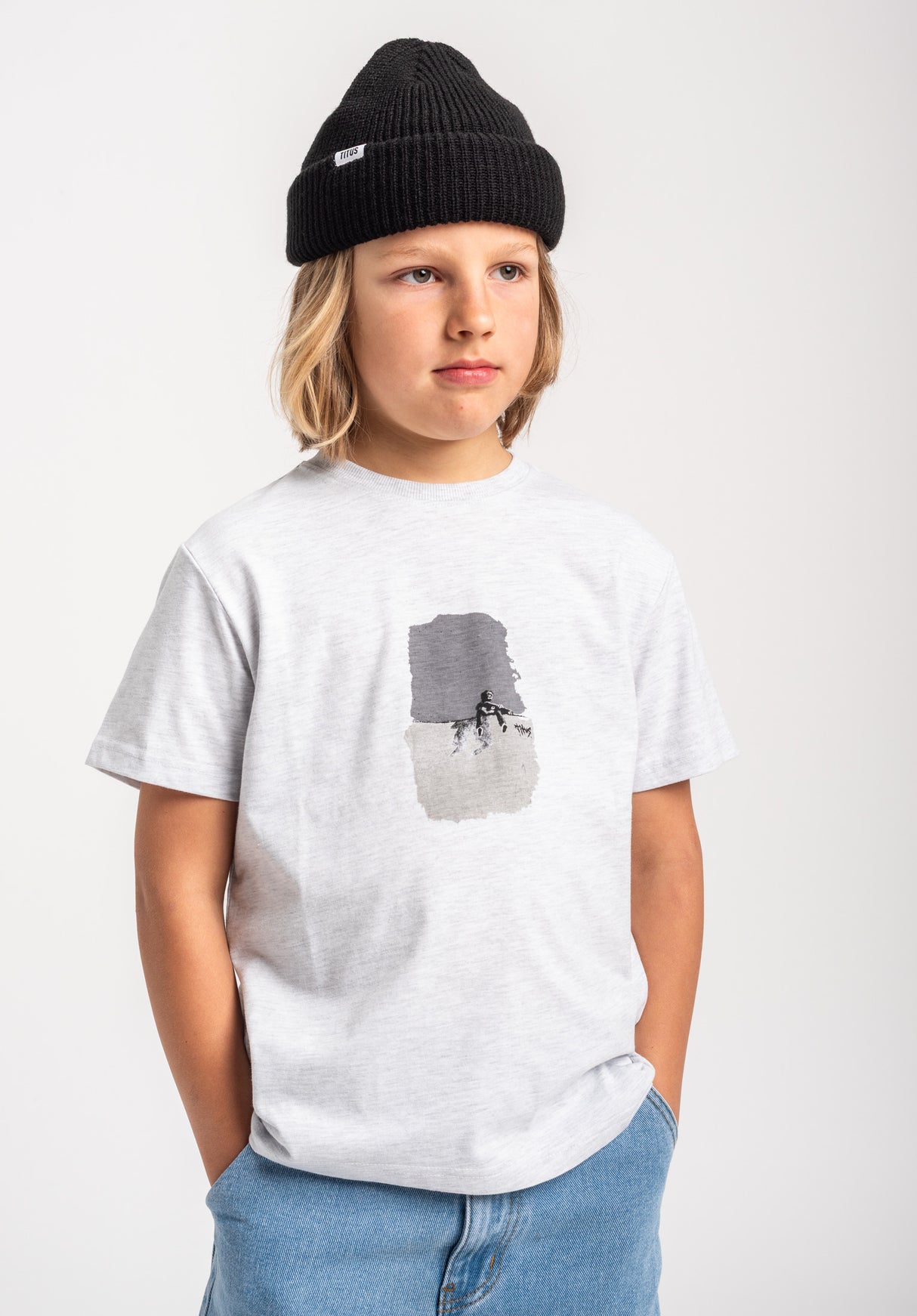 TITUS Vael Kids T-Shirt lightheathergrey – Back view