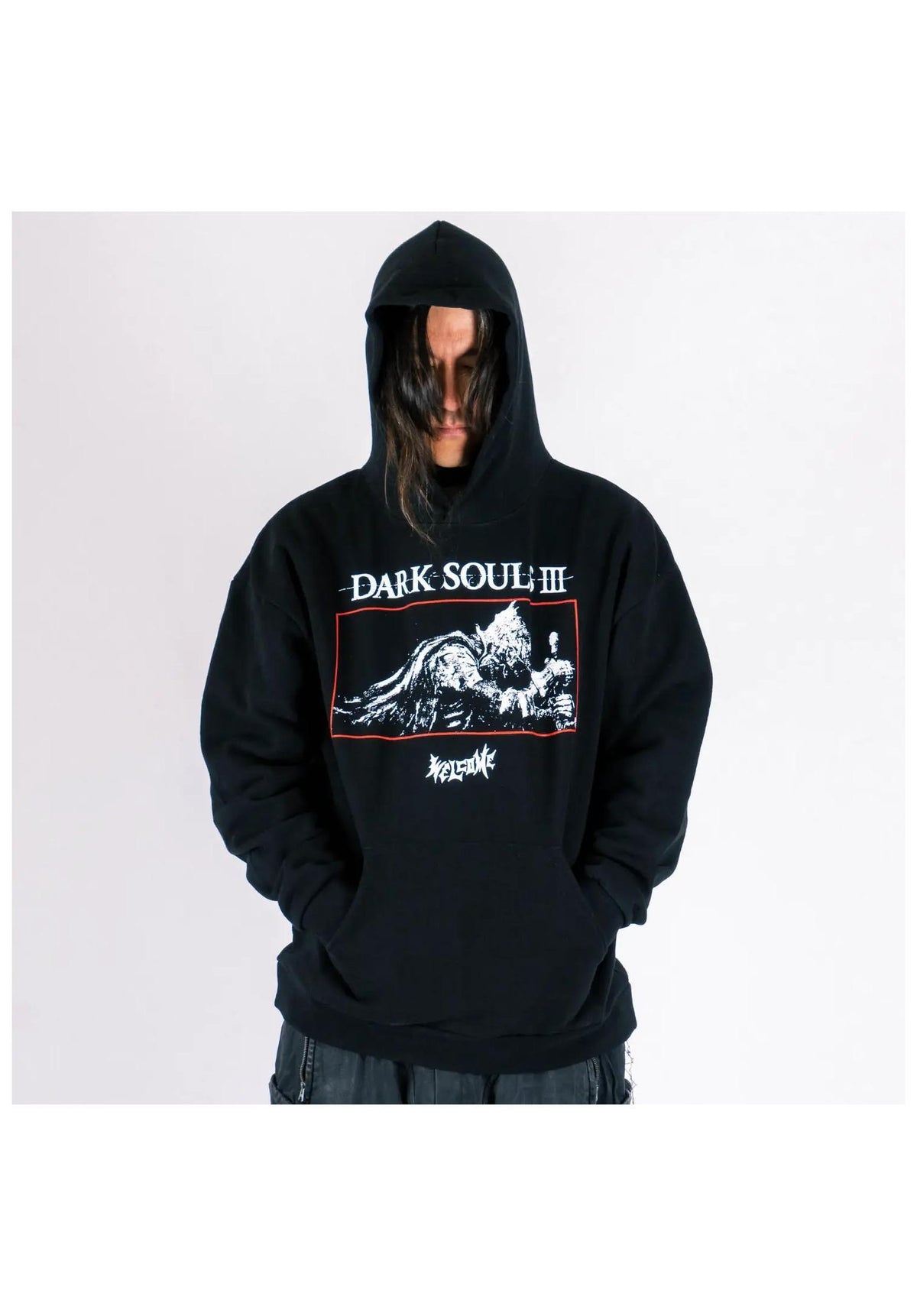Welcome x Dark Souls Cinder Enzyme-washed Boxy Hoodie black – Detaljevisning 1