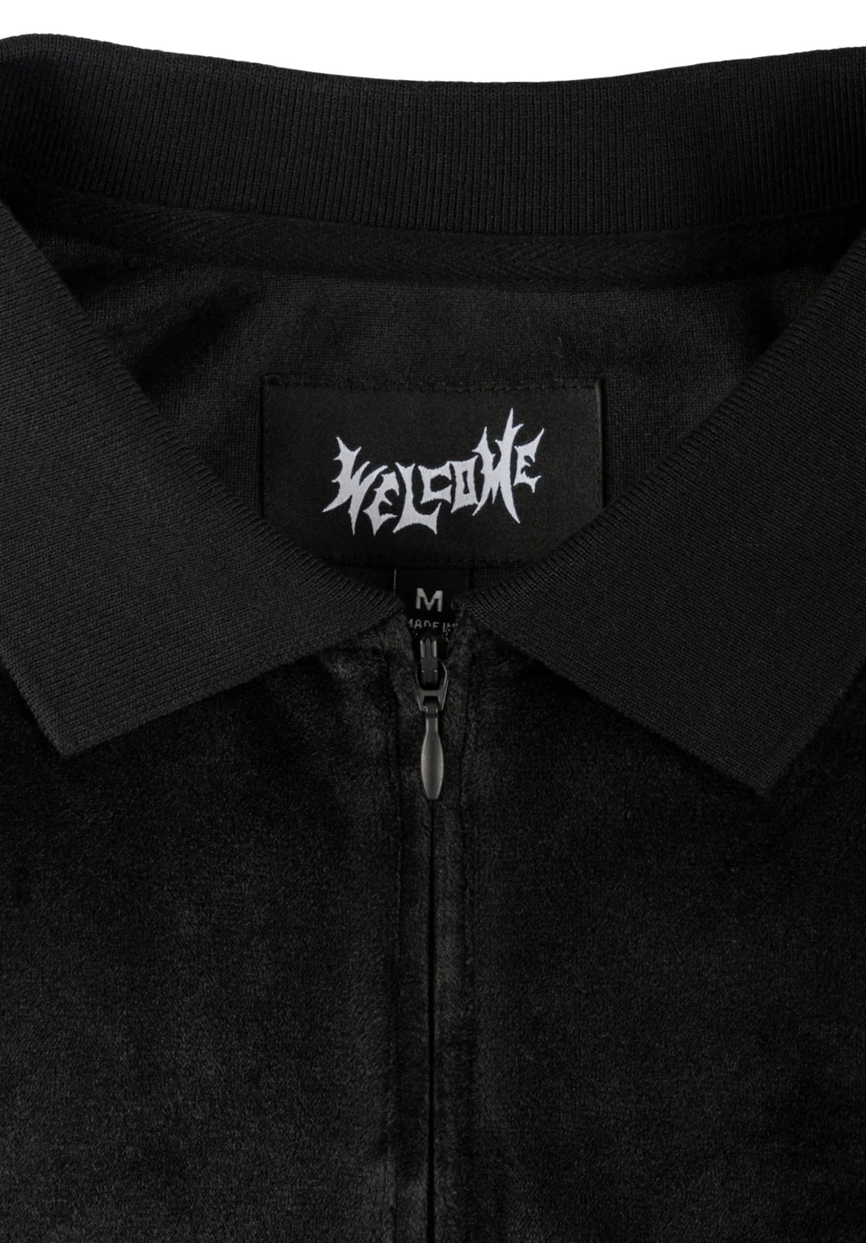 Grain Embroidered Velour Zip black Closeup1
