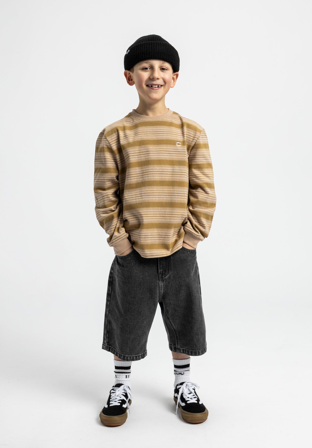 Icon Stripes Kids ocker-striped Closeup1