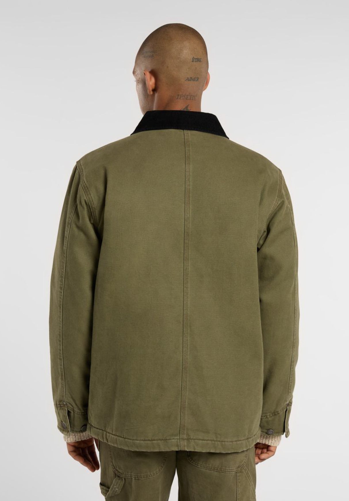 Chore Jacket Lined Canvas militarygreen Rueckenansicht