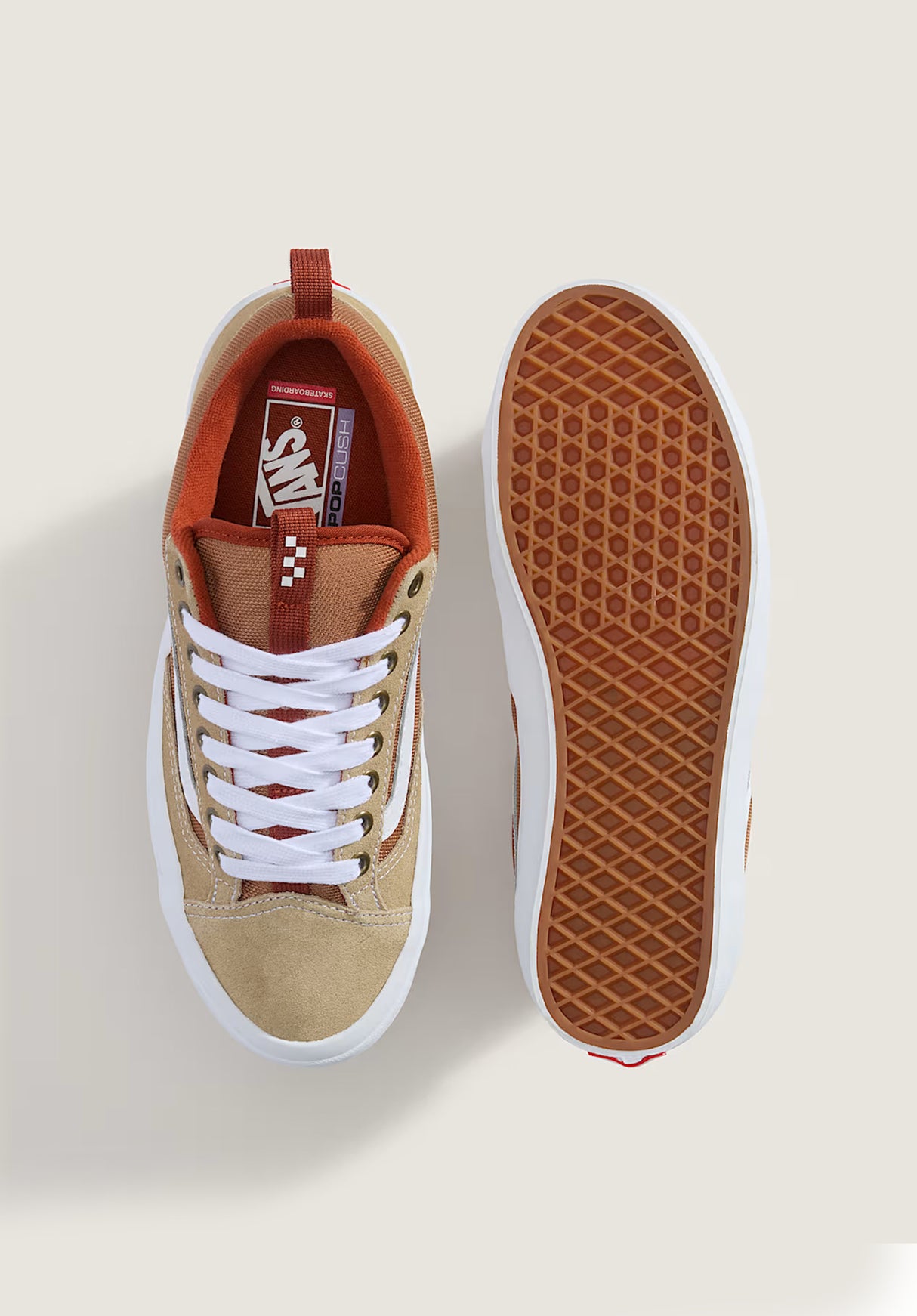 Skate Old Skool 36 + khaki-burntorange Closeup1