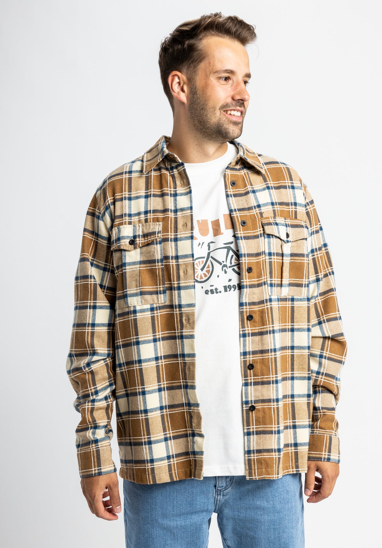 Beesil blue-orange-checked Rueckenansicht