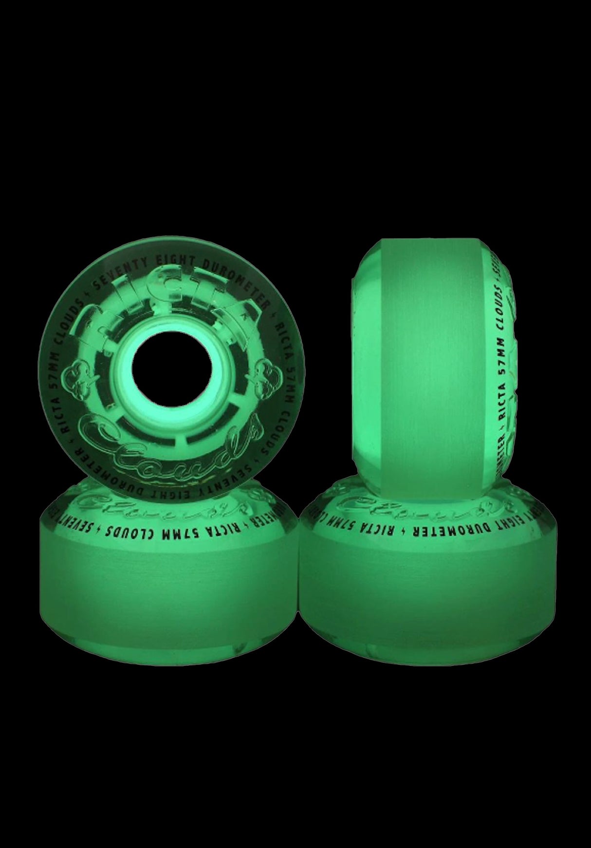 Clouds 78A transparent green GITD Closeup1