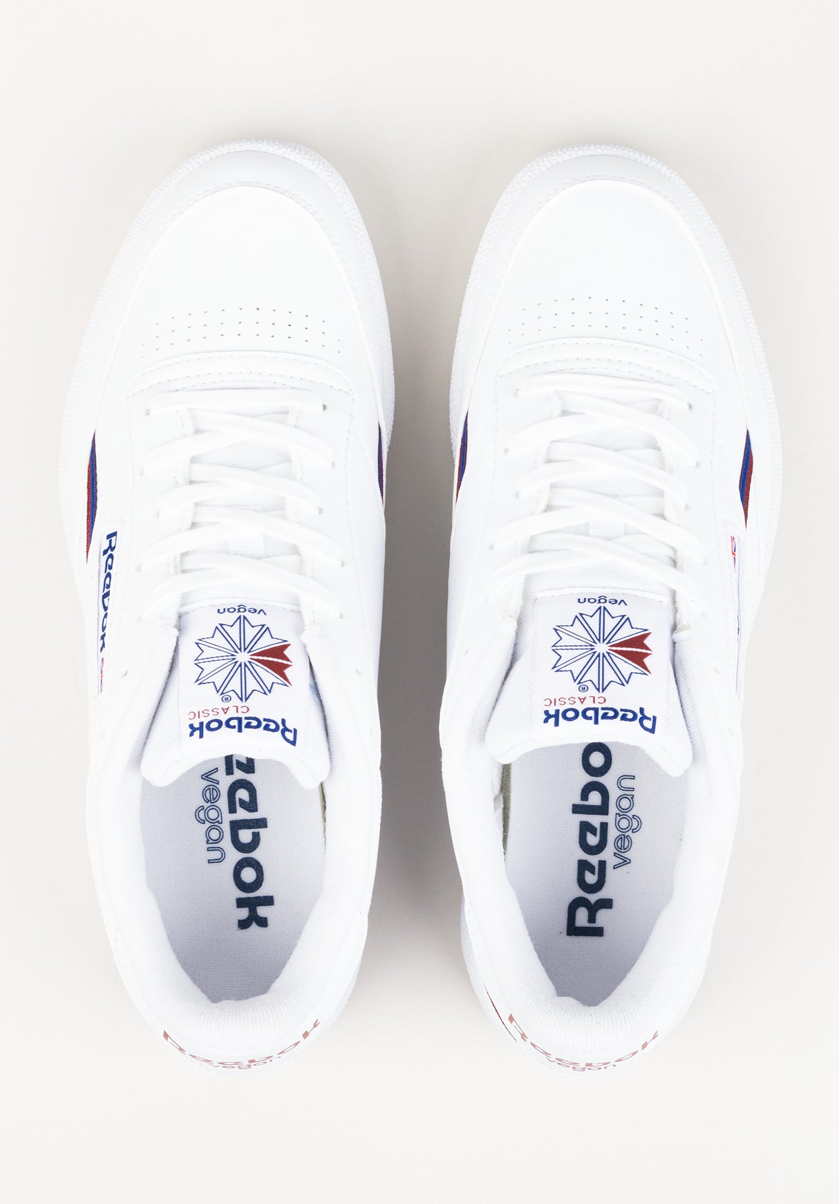 Club C 85 vegan white-classiccobalt-burgundy Closeup2