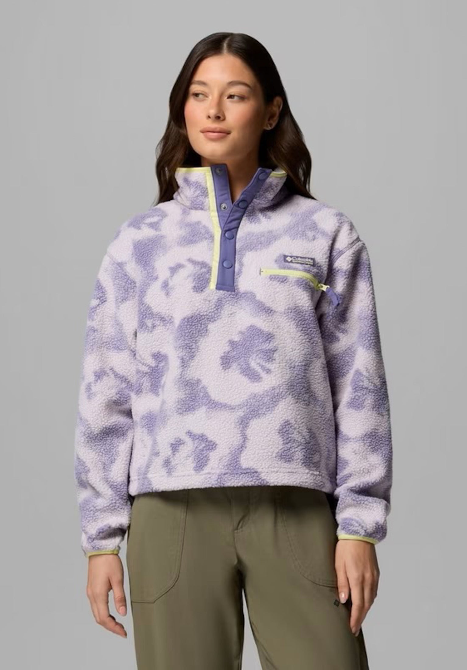 Helvetia II Printed Cropped Half Snap Columbia Sweatshirt in