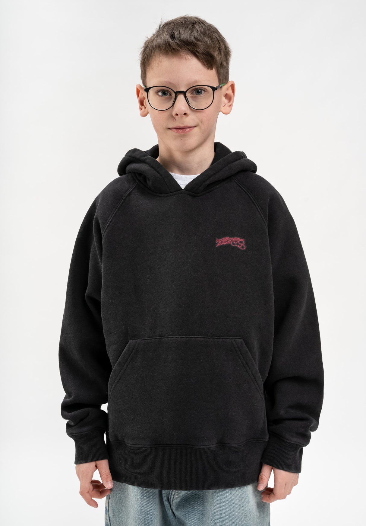 Retro Classic Logo Kids blackfaded Rueckenansicht