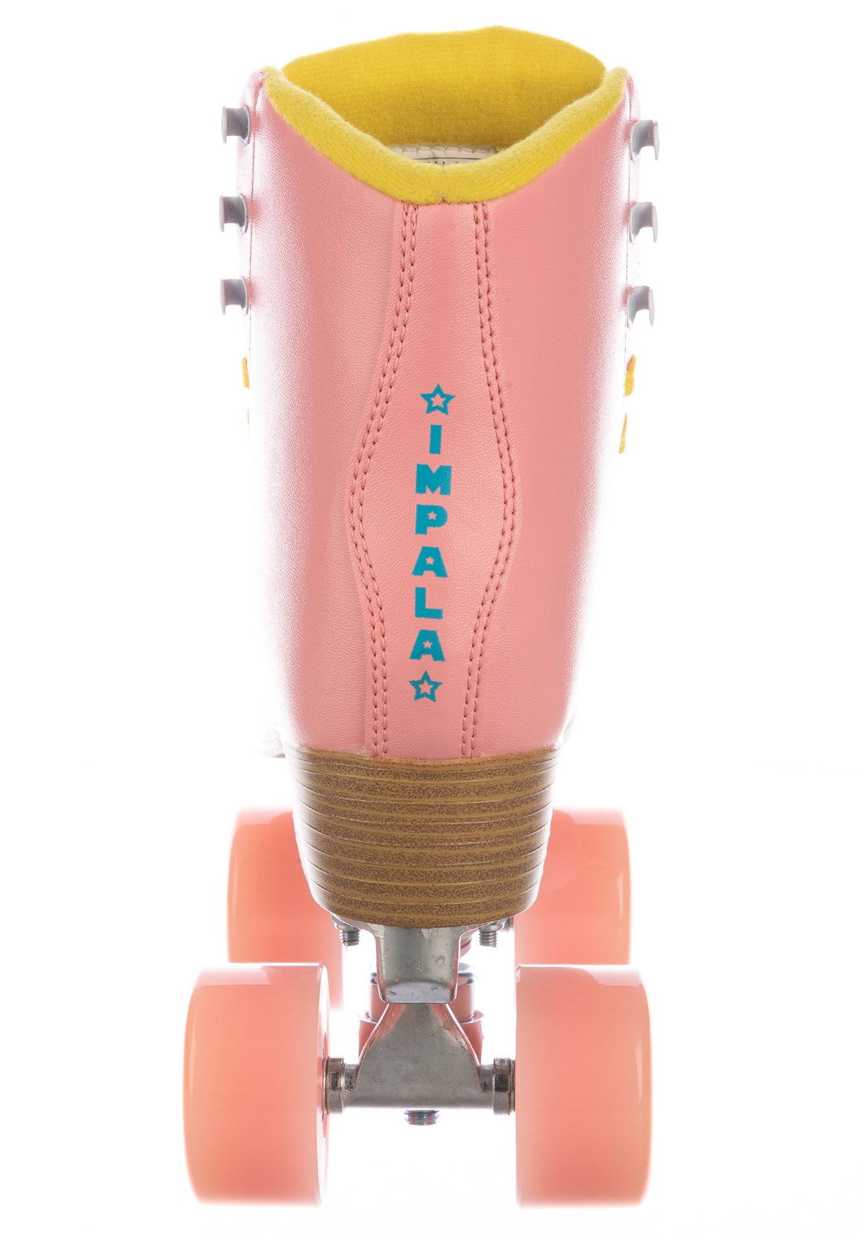 Quad Rollschuhe / Rollerskates pink-yellow Seitenansicht