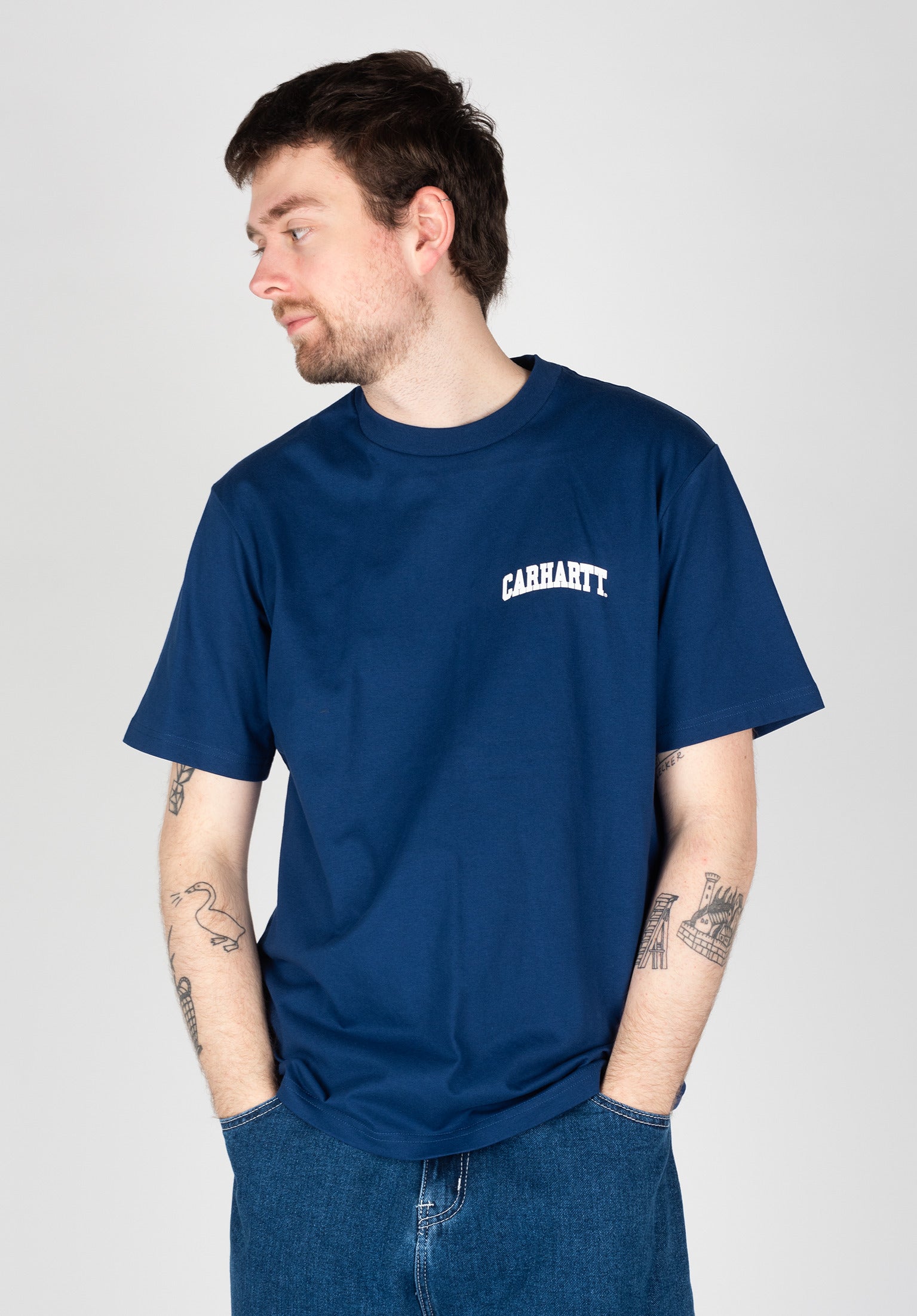 University Script Carhartt WIP T-Shirt in elder-white for