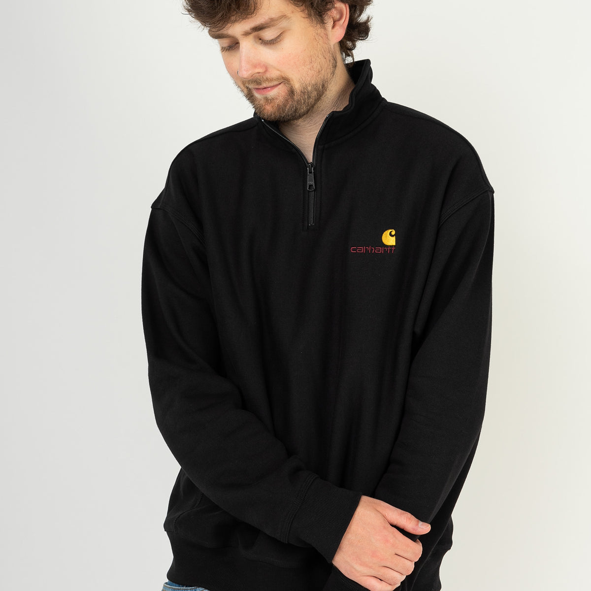 Half Zip American Script Carhartt WIP Sweatshirt in black for men 