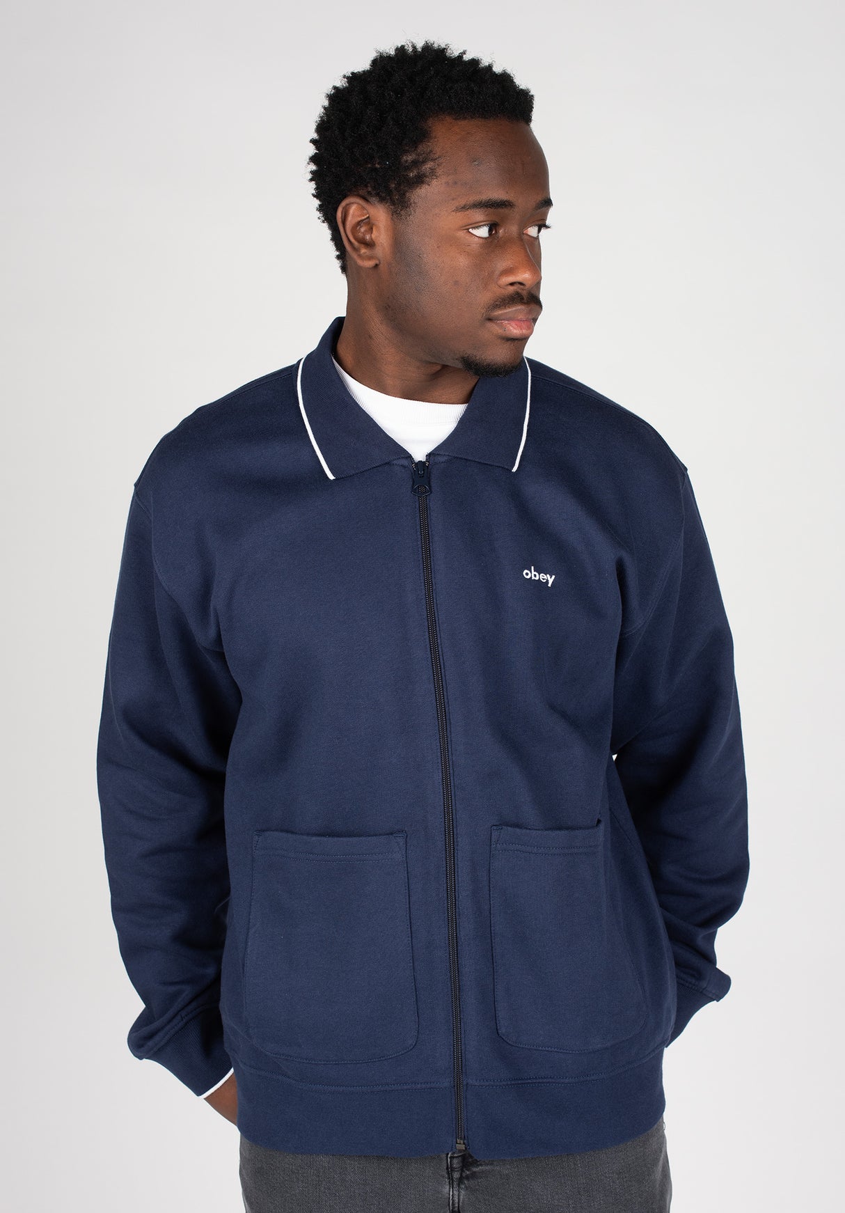 Fontana Zip Front Polo Sweatshirt academynavy Vorderansicht