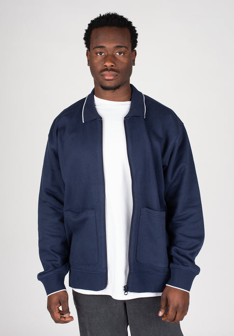 Fontana Zip Front Polo Sweatshirt academynavy Rückenansicht