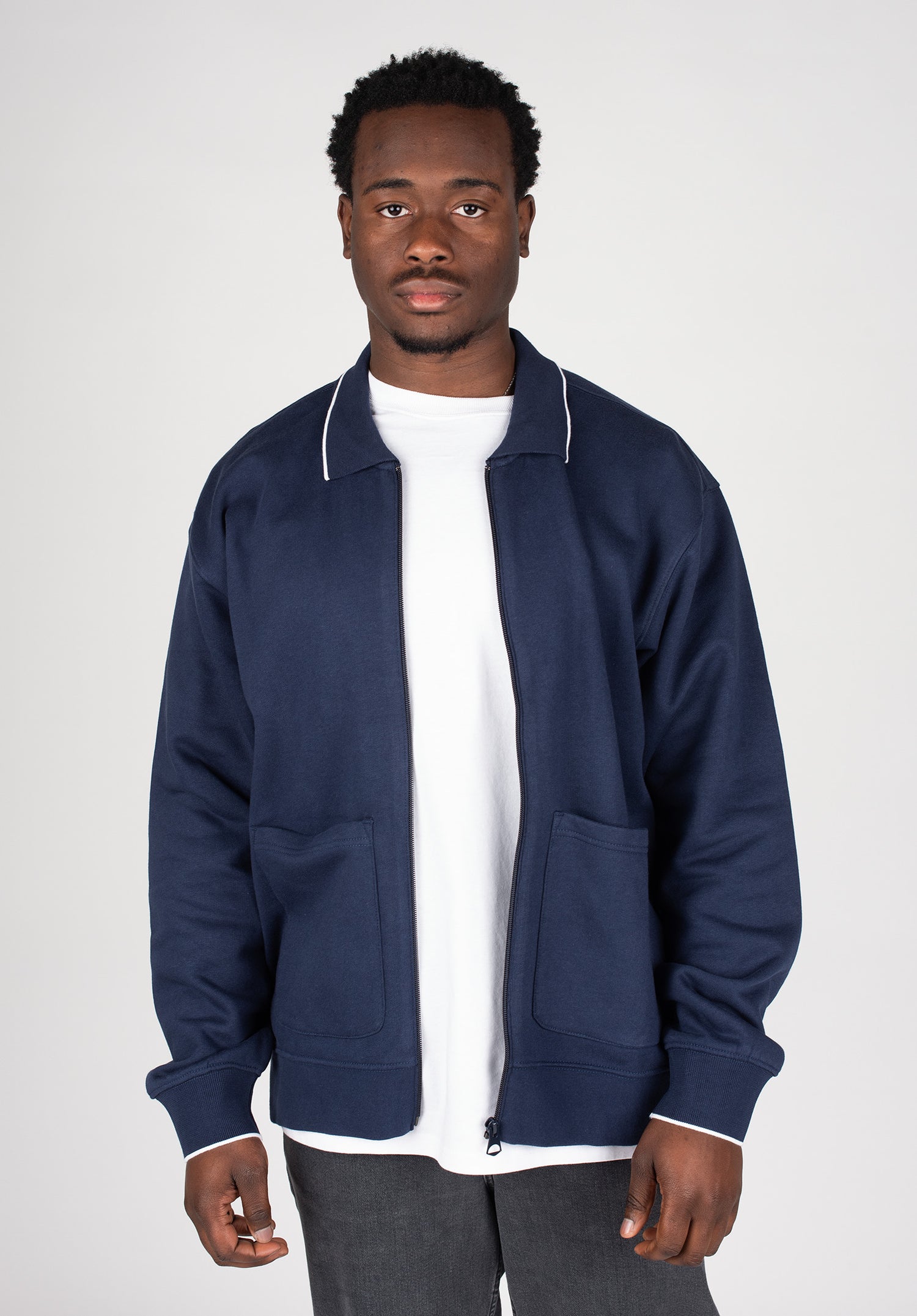 Fontana Zip Front Polo Sweatshirt academynavy Rückenansicht Zoom Image