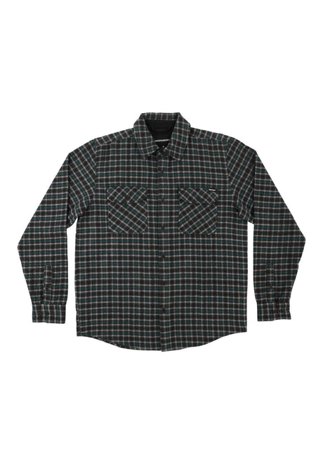 Independent Belmont Flannel Top Skjorte-langærmet teal-black-grey – Set forfra