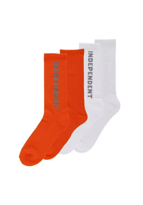 Independent Baseline Mid Crew 2-Pack Calcetín white-orange – Vista frontal