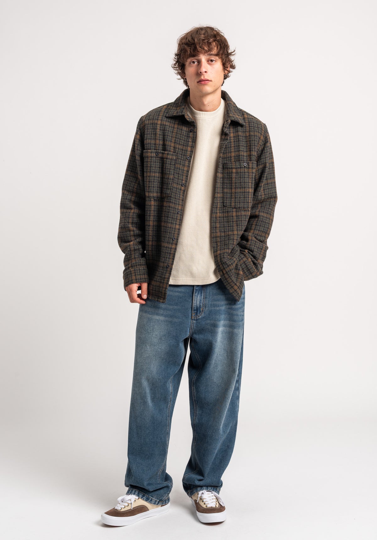 TITUS Willy Camicia a maniche lunghe navy-green checked – Vista dall'alto