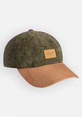 Reell Arc Suede Cap Cappellino oliveleaf-cord – Vista frontale