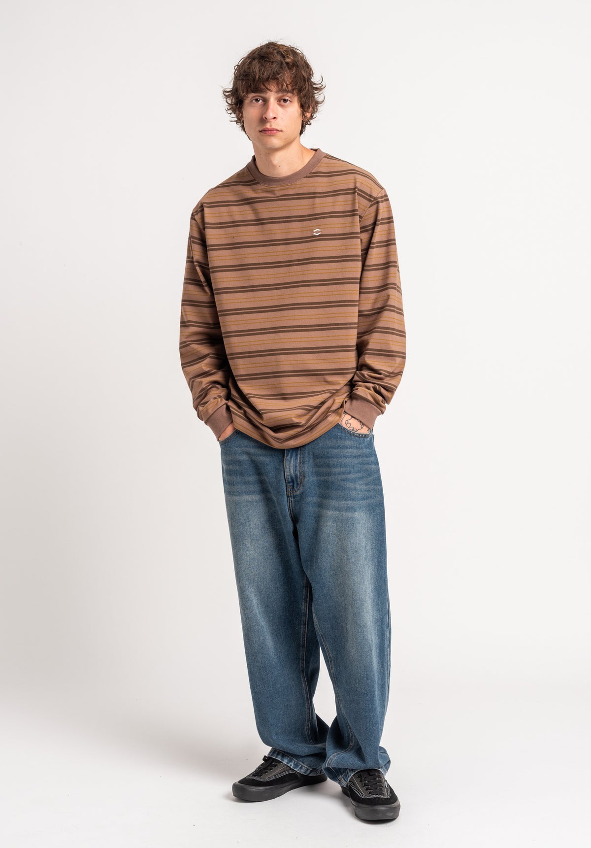 TITUS Icon Stripes Longsleeve darkbrown-striped – Detail view 1