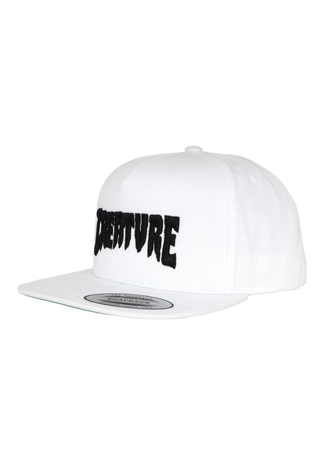 Creature Mono Logo 5-Panel Structured Snapback Kasket white – Set forfra