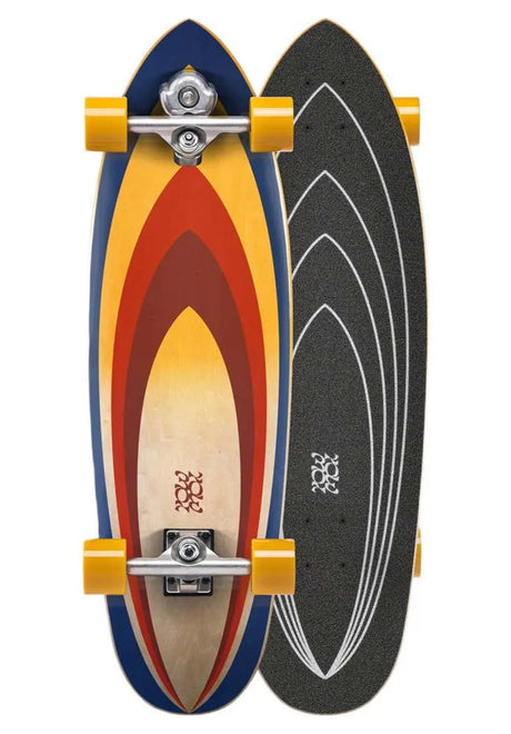 YOW J-Bay Power Surfing 33" Surfskate Cruiser complet yellow-red-blue – Vue de face