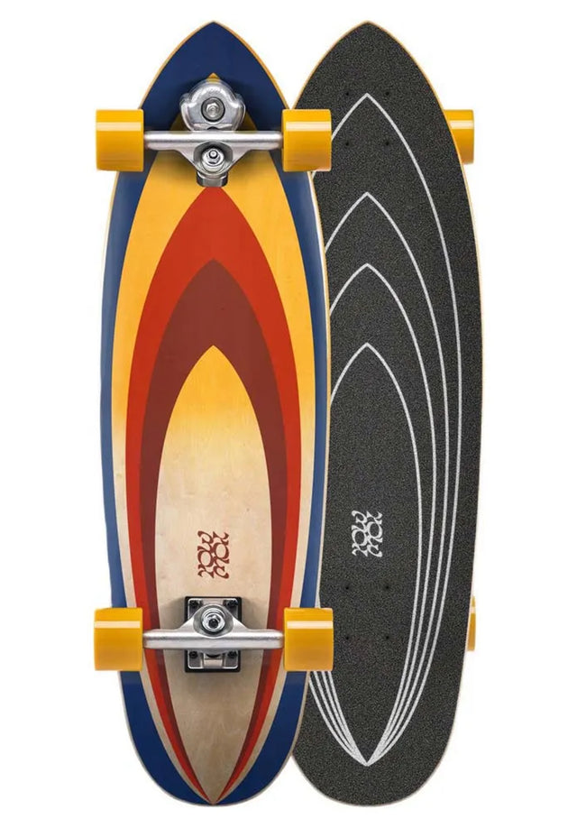 J-Bay Power Surfing 33 Surfskate yellow-red-blue Vorderansicht
