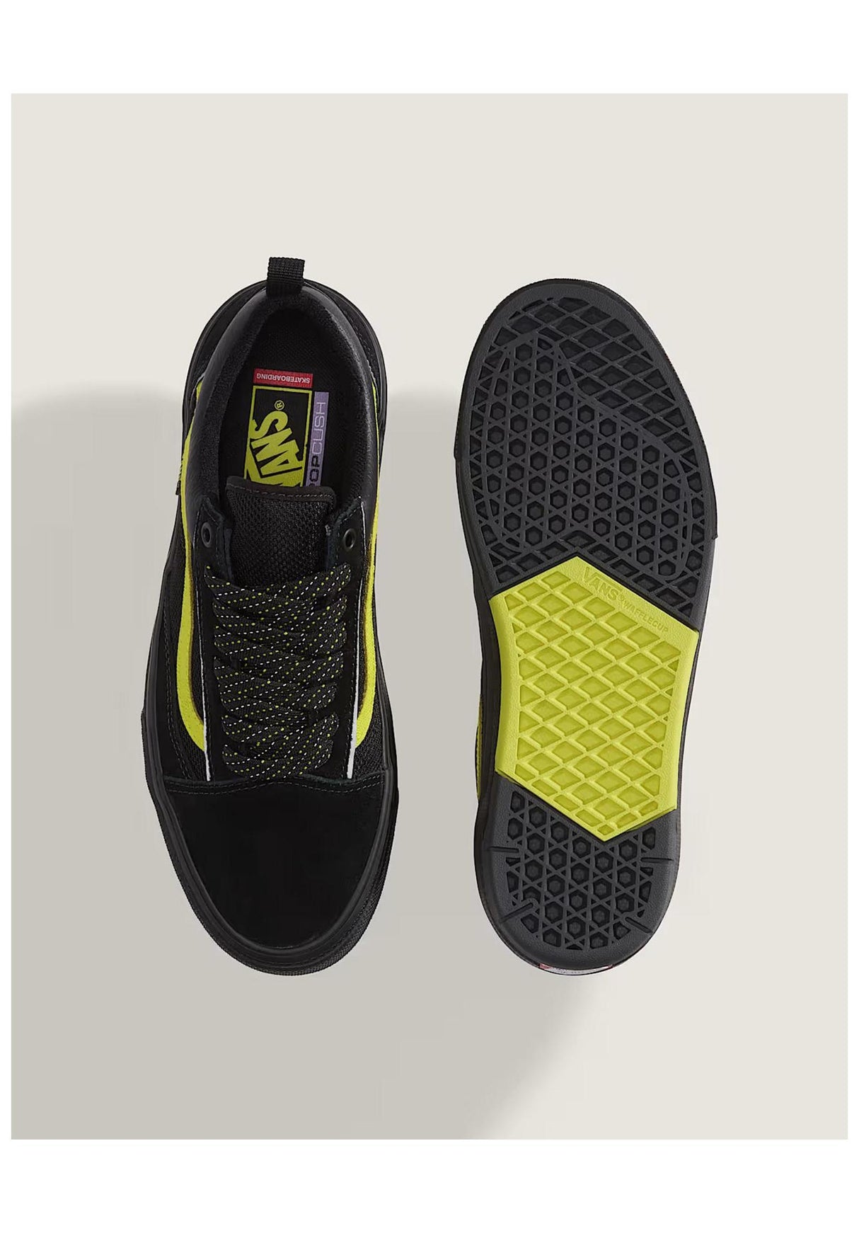 Vans Skate Old Skool Wafflecup Sko Mænd reflectiveblack-lime – Detaljevisning 1