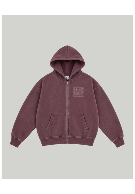 Homeboy Old School Zipper Zip-Hoodie maroon-washed – Set bagfra
