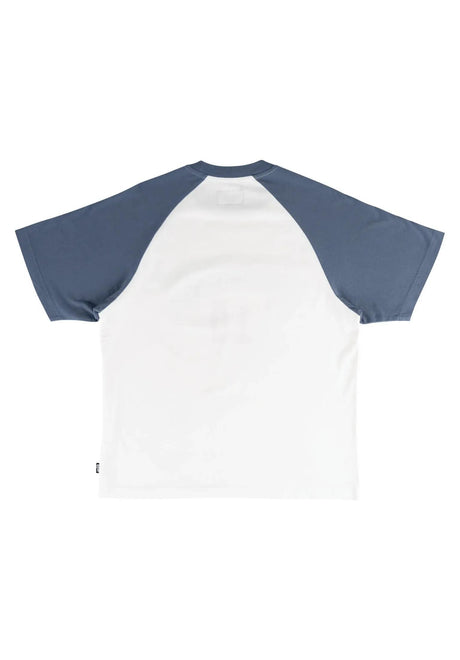 Dugout Boxy Raglan With Fabric Patch white-navy Rueckenansicht