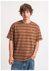 TITUS Icon Stripes T-shirt darkbrown-striped – Vista frontale
