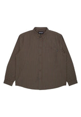 GX1000 Long Sleeve Button Down Shirt-Longsleeve olive-striped – Front view