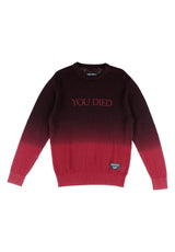 Welcome x Dark Souls You Died Dip-Dyed Loose Gauge Boxy Felpa black-red – Vista frontale