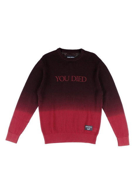 Welcome x Dark Souls You Died Dip-Dyed Loose Gauge Boxy Felpa black-red – Vista frontale