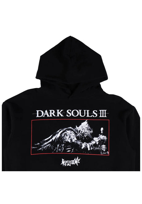 Welcome x Dark Souls Cinder Enzyme-washed Boxy Felpa con cappuccio black – Vista posteriore