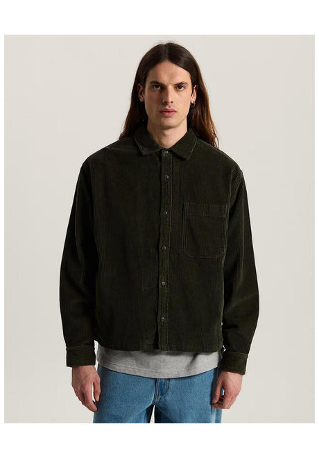 Vans Martinez Cord Camicia a maniche lunghe obsidian-fern – Vista frontale
