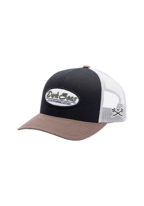 Dark Seas Laguna Low-Profile Trucker Twill Snapback Cappellino black-brown – Vista frontale