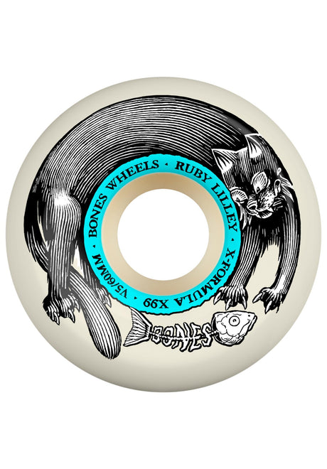 Bones Wheels X-Formula 99A Ruby Lilley Black Cat V5 Sidecuts Wheel offwhite – Front view