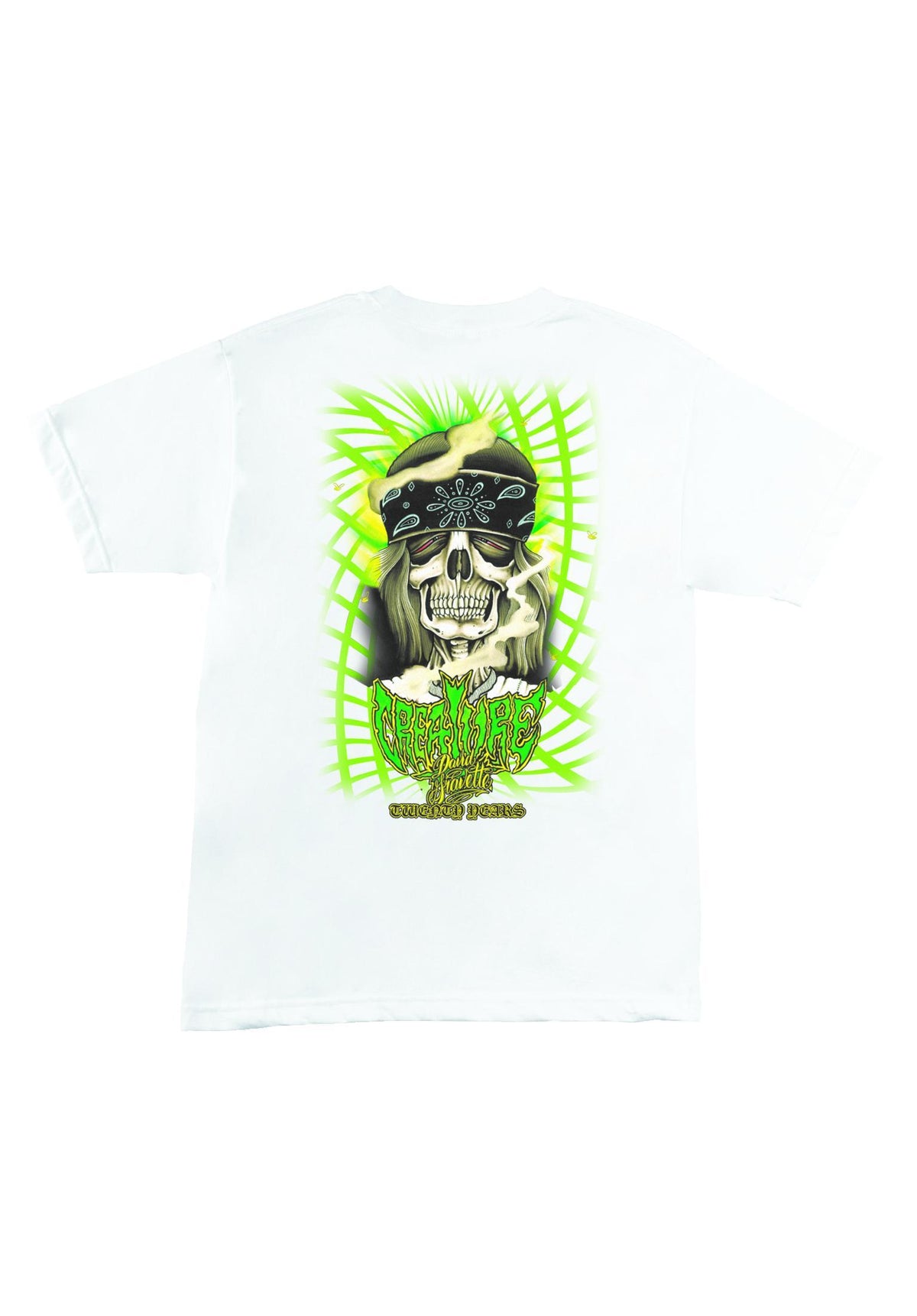 Creature Gravette Hippie Skull 20th Pocket Heavyweight T-shirt white – Vue de dos