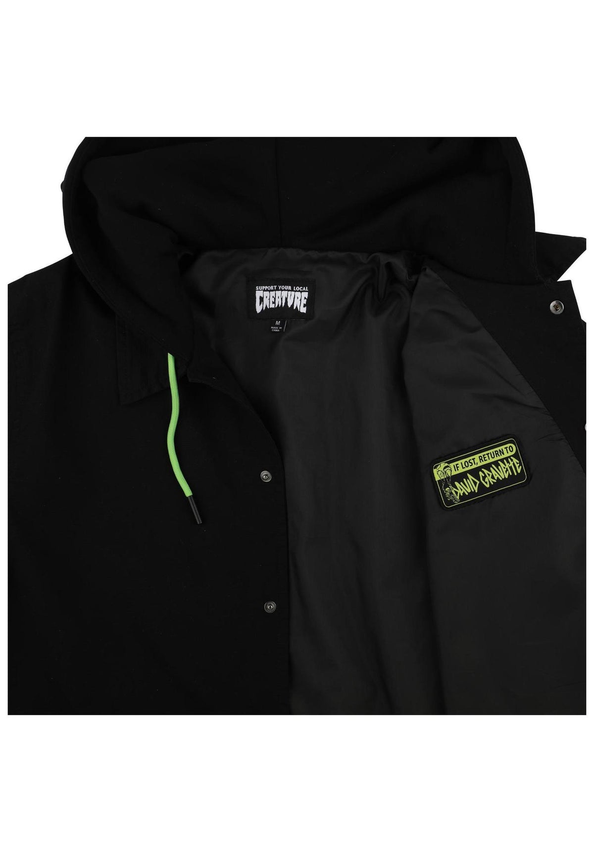 Creature Gravette Cut and Tie Hooded Windbreaker Overgangsjakke black – Detaljevisning 1