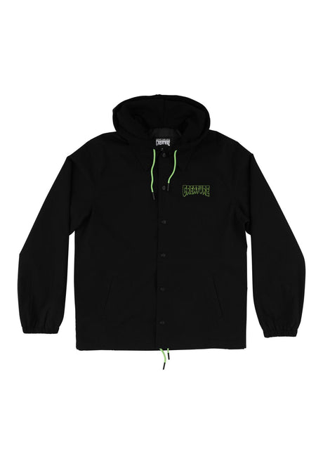 Creature Gravette Cut and Tie Hooded Windbreaker Chaquetas de media estación black – Vista frontal