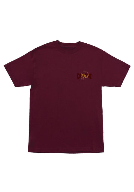 Creature Spiral Skull Heavyweight Camiseta maroon – Vista frontal