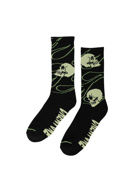 Creature Spiral Skull Crew Strømper black – Set forfra