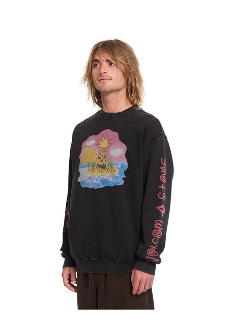 Volcom FA Ozzy Crew Sweatshirt lightacidblack – Vue de face