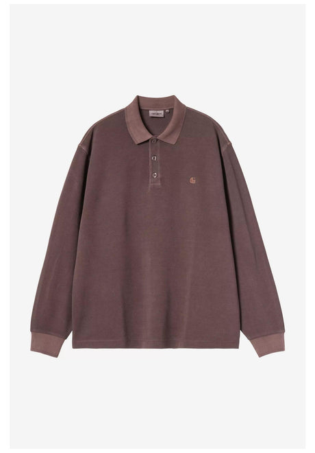 Carhartt WIP Waffle Rugby Shirt Polo palisander garment dyed – Vista frontale