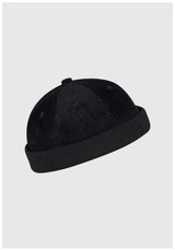 Cleptomanicx Brimless Cord Cap black – Front view
