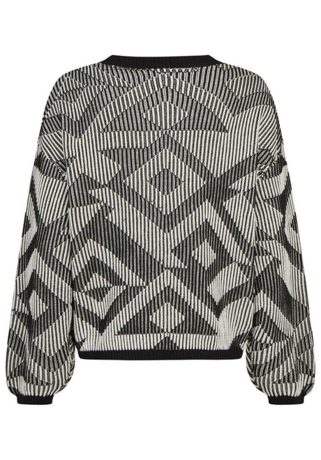 iriedaily Ribby Striksweater black-white – Set bagfra