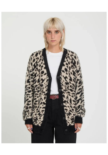Volcom Tigardi Cardigan Sweater animalprint – Front view