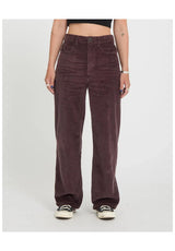 Volcom Weellow II Pantalone di velluto a coste raisin – Vista frontale