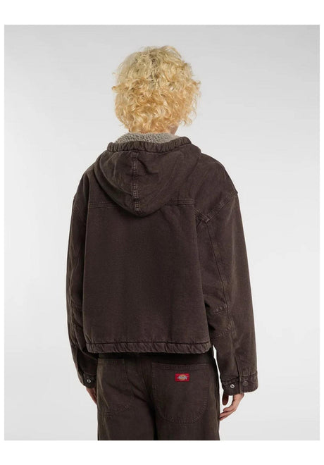 Dickies Miami Denim Hooded Felpa con cappuccio e zip darkbrown – Vista posteriore