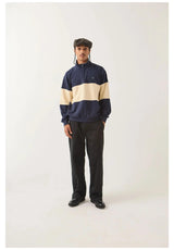 Brixton Danville Quarter Zip Fleece Sweatshirt navy-whitecap – Set bagfra